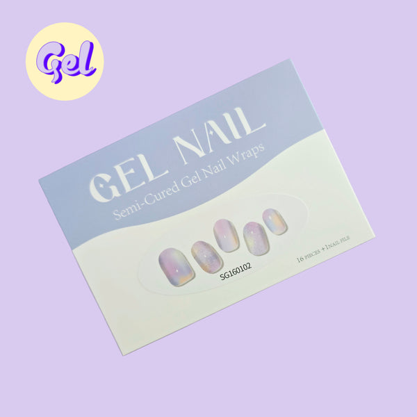 Lavender Swirl Gel Nailwraps – Pastel Marble Glitter Nail Stickers