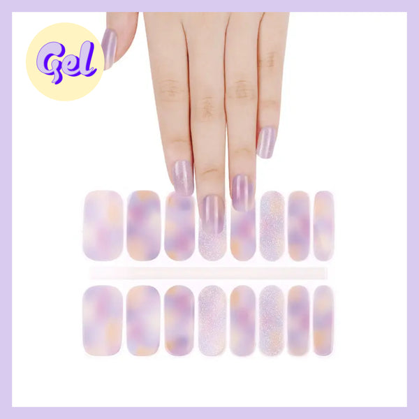 Lavender Swirl Gel Nailwraps – Pastel Marble Glitter Nail Stickers