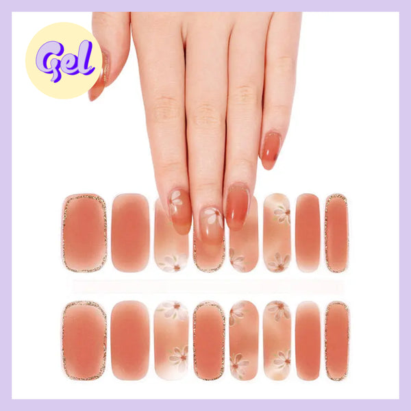 Daisy Bloom Gel Nailwraps – Floral Ombre Nail Stickers with Glitter Trim