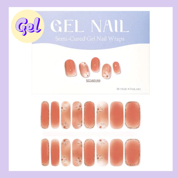 Daisy Bloom Gel Nailwraps – Floral Ombre Nail Stickers with Glitter Trim