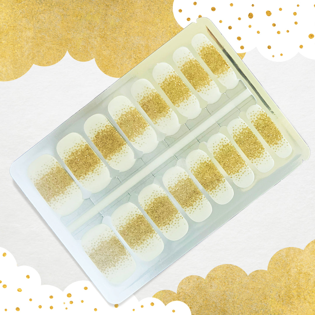 Golden Dust Nailwraps – Transparent with Gold Glitter Nail Stickers