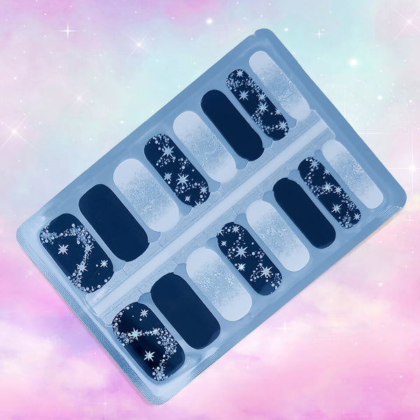 Matariki Night Sky Nailwraps – Navy, Silver & Star Designs