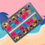 Tropical sunset nailwraps with vibrant beach gradients, palm trees, and beach huts. Perfect for summer nails and beach parties.