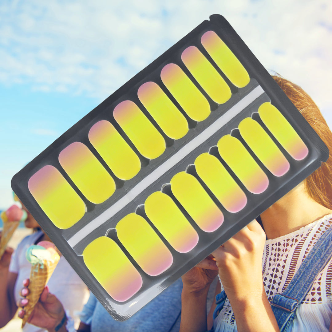 Lemon Sorbet Sunset Nailwraps – Yellow to Pink Ombre Nails
