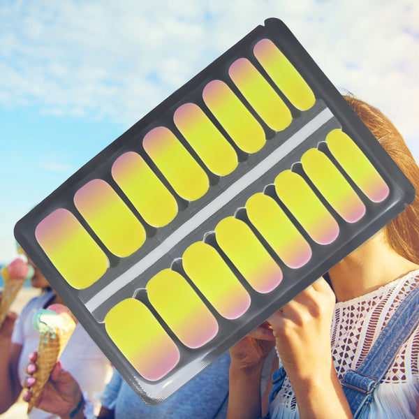 Lemon Sorbet Sunset Nailwraps – Yellow to Pink Ombre Nails