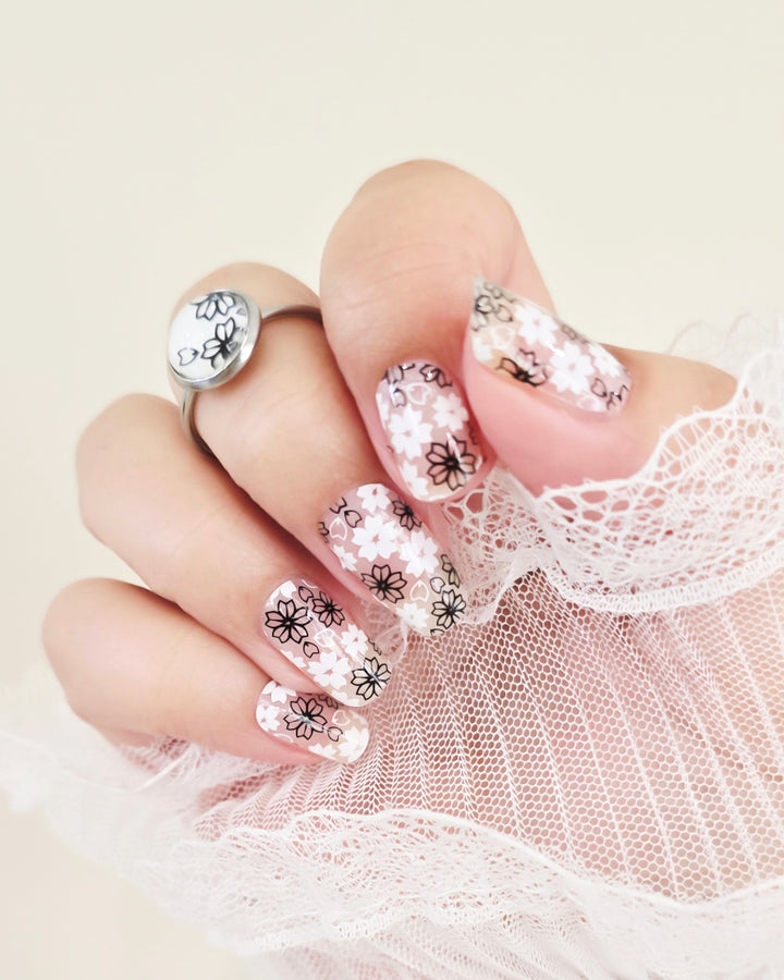 Petal Pop Overlay – Soft Pink Floral Nail Polish Nailwraps
