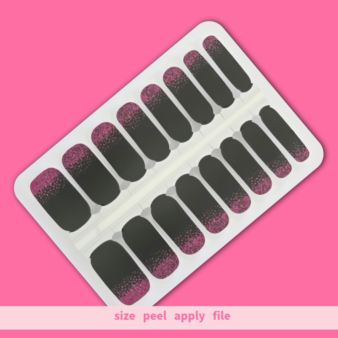 Black & Pink Glitter Nailwraps – Easy Long-Lasting Manicure