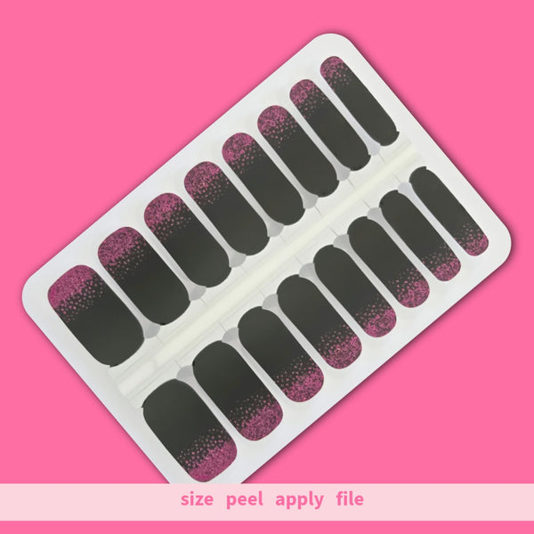 Black & Pink Glitter Nailwraps – Easy Long-Lasting Manicure