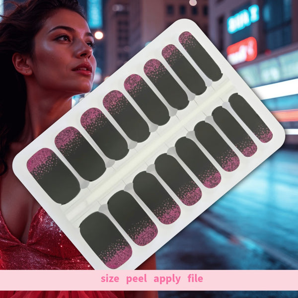 Black & Pink Glitter Nailwraps – Easy Long-Lasting Manicure
