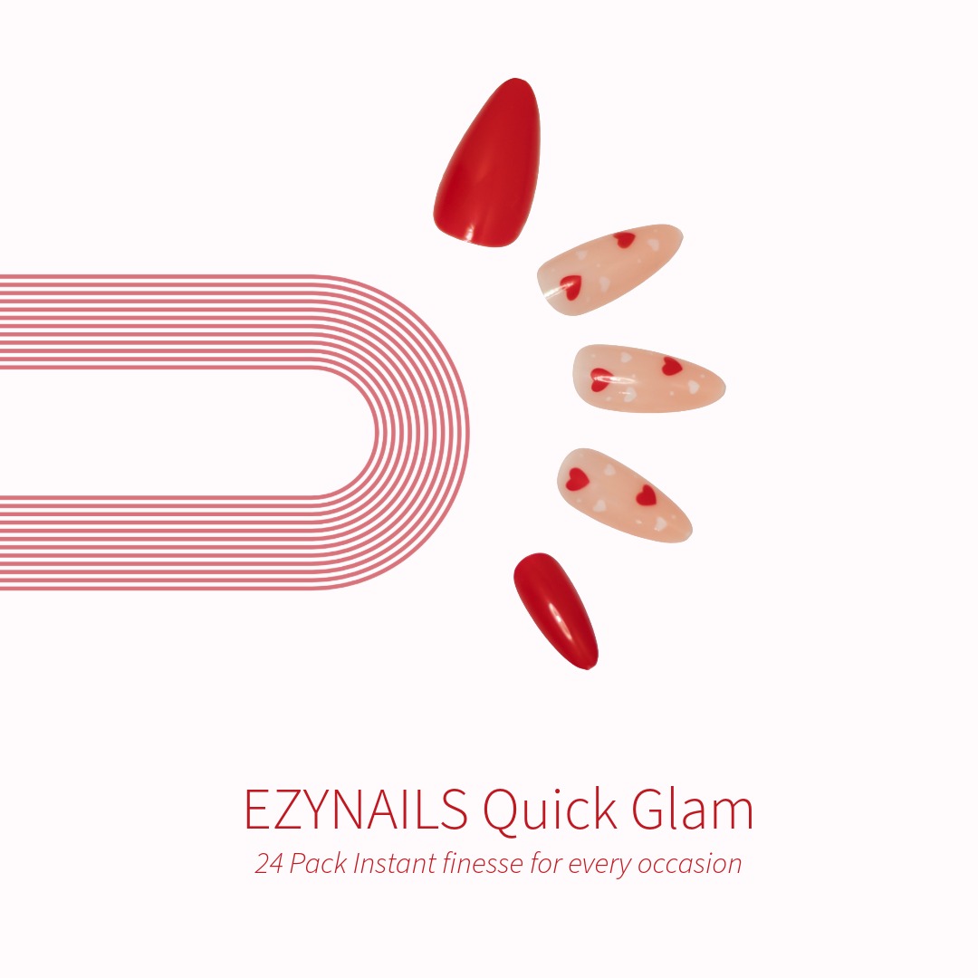 Quick Glam Red Heart Press-On Nails