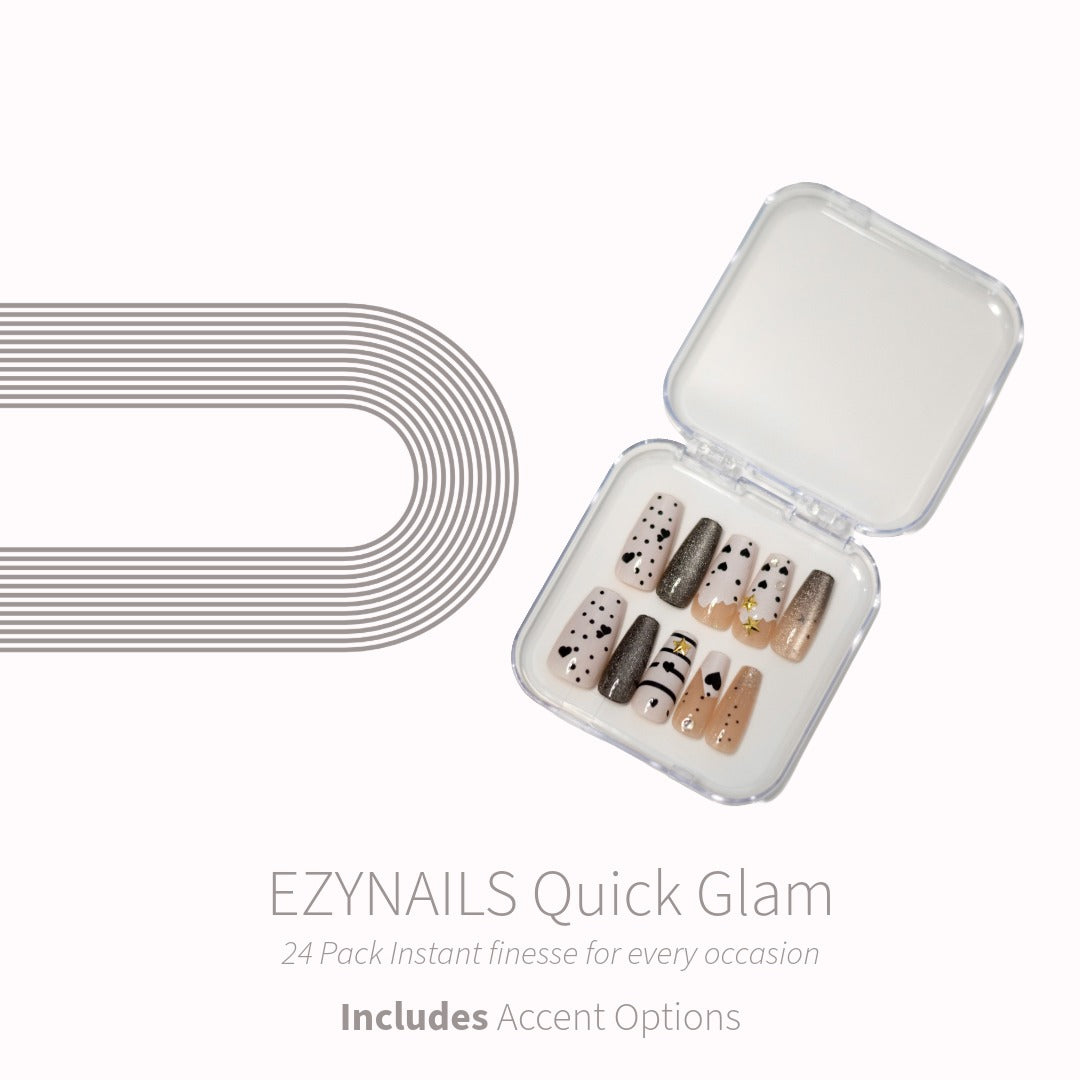 Quick Glam – Starry Heart Press On Nails (24 Pack)