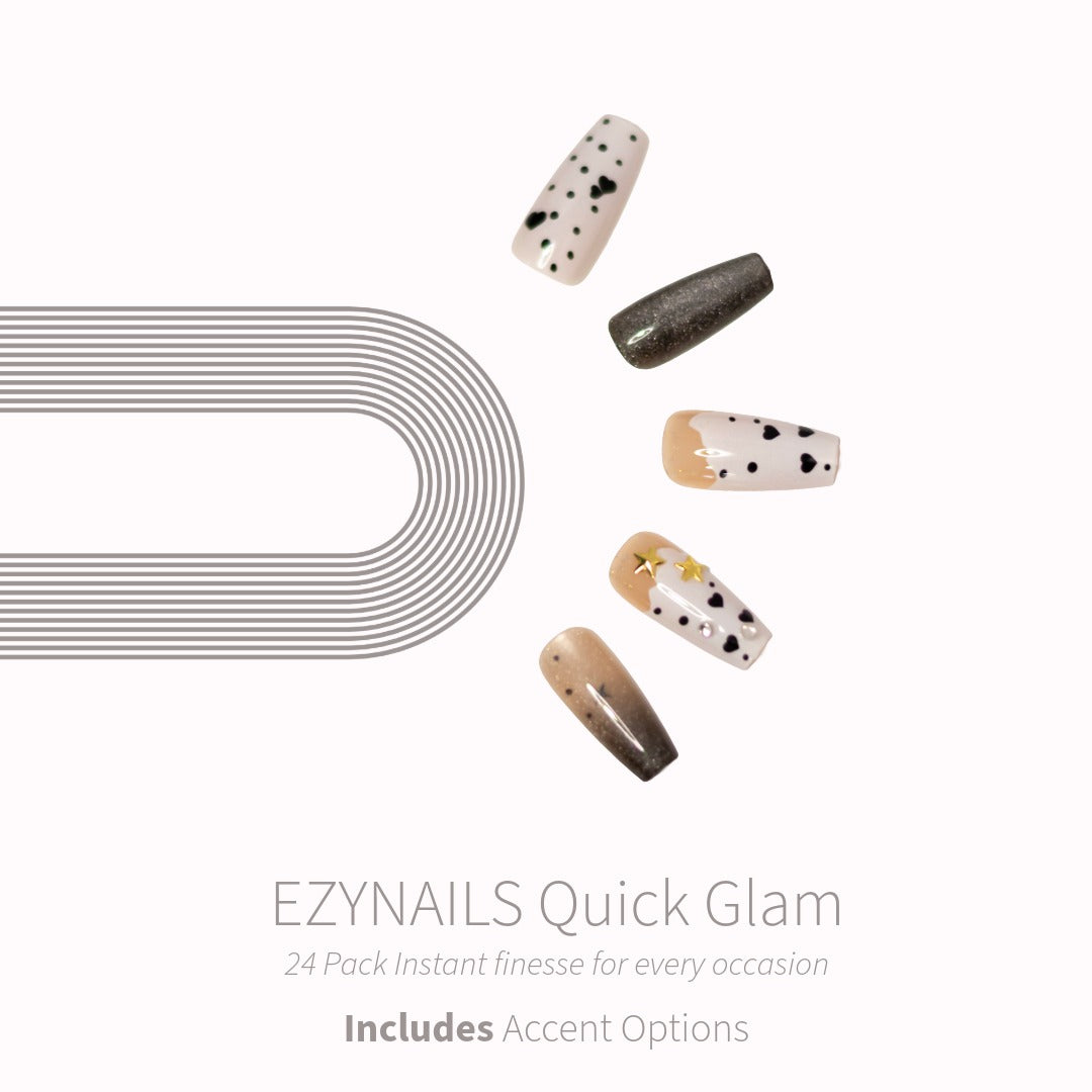 Quick Glam – Starry Heart Press On Nails (24 Pack)