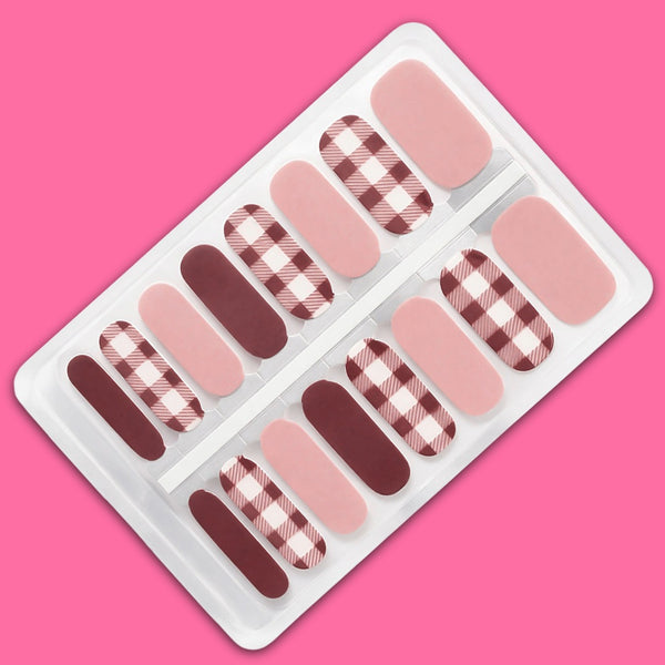 Pink & Red Gingham Nail Wraps