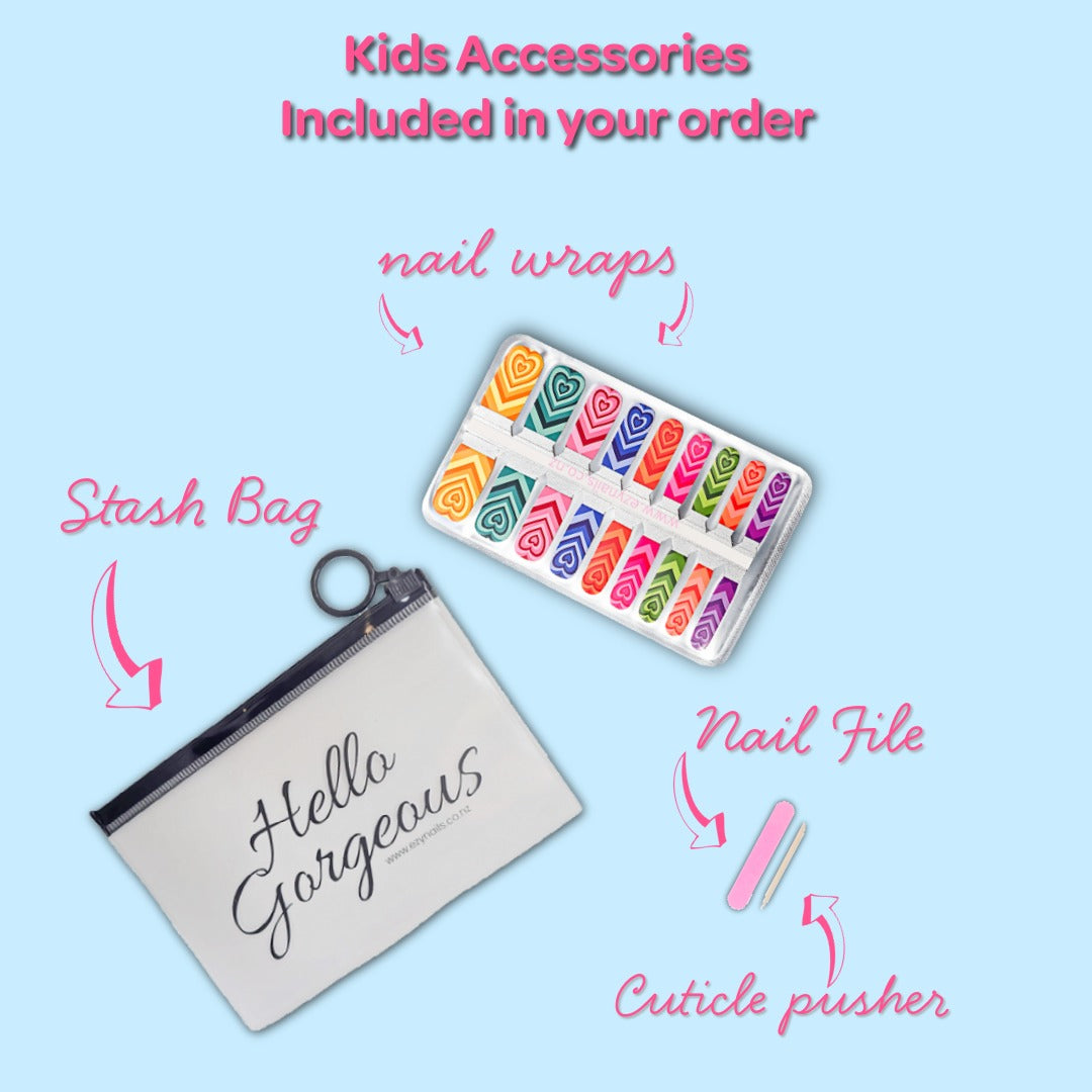 Children's fizzing hearts nailwrap set