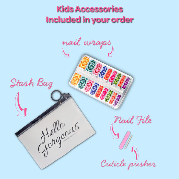 Children's fizzing hearts nailwrap set