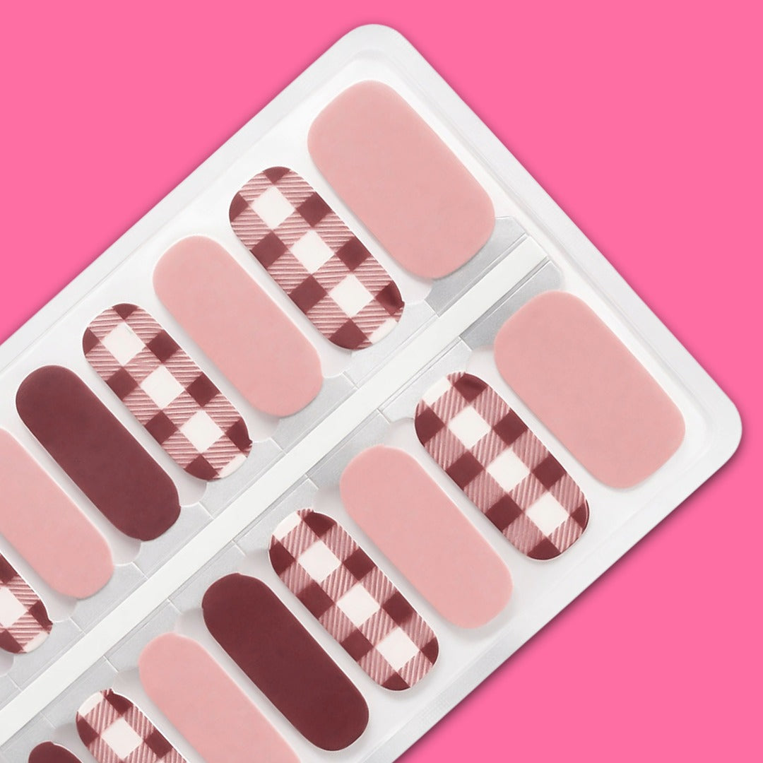 Pink & Red Gingham Nail Wraps
