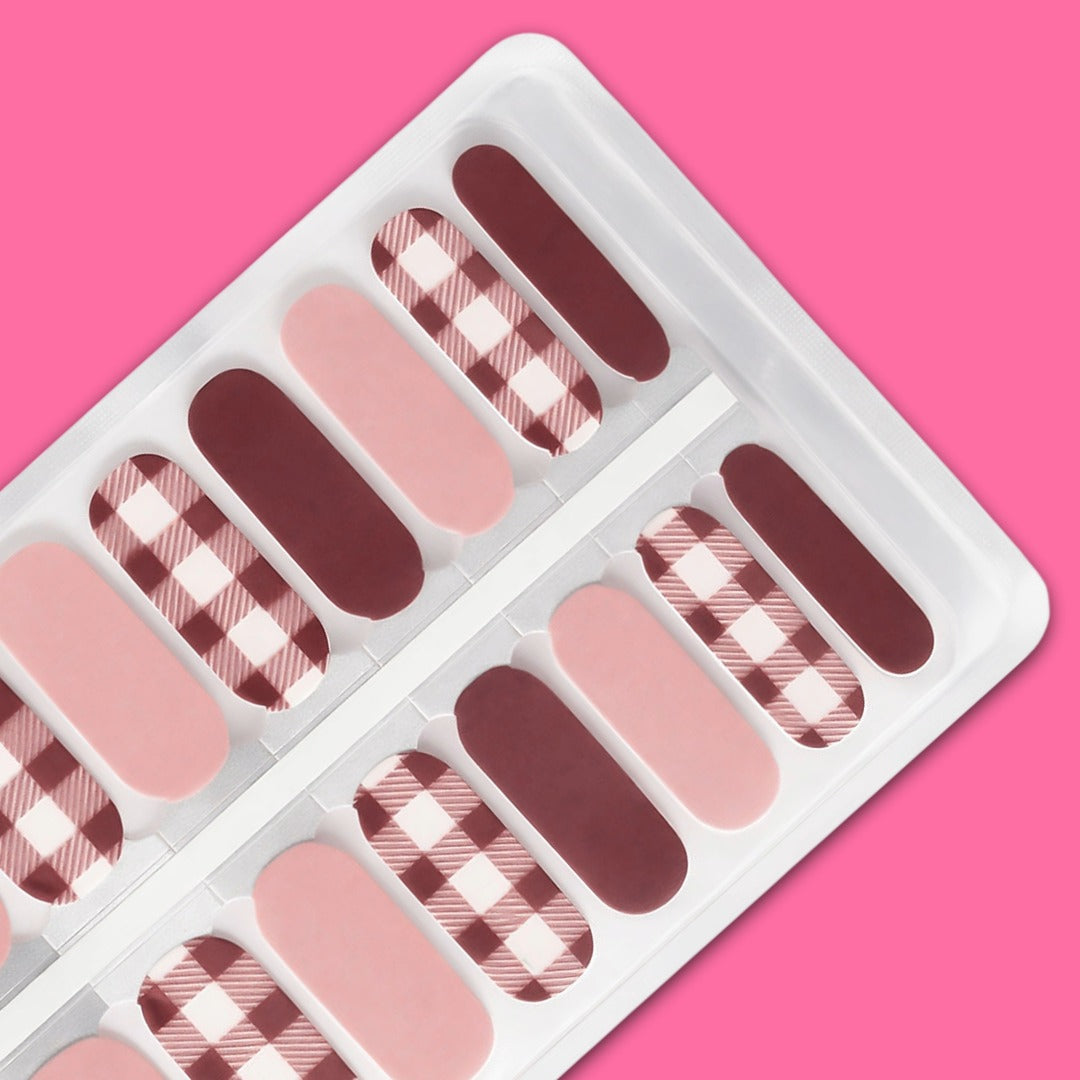 Pink & Red Gingham Nail Wraps