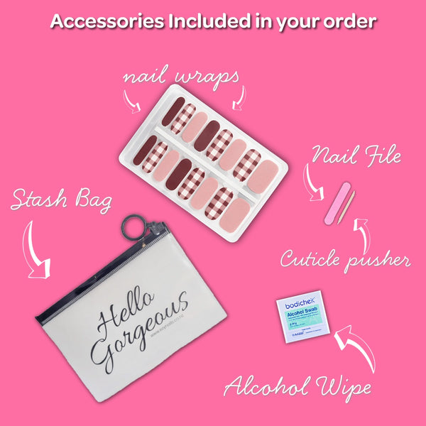 Pink & Red Gingham Nail Wraps
