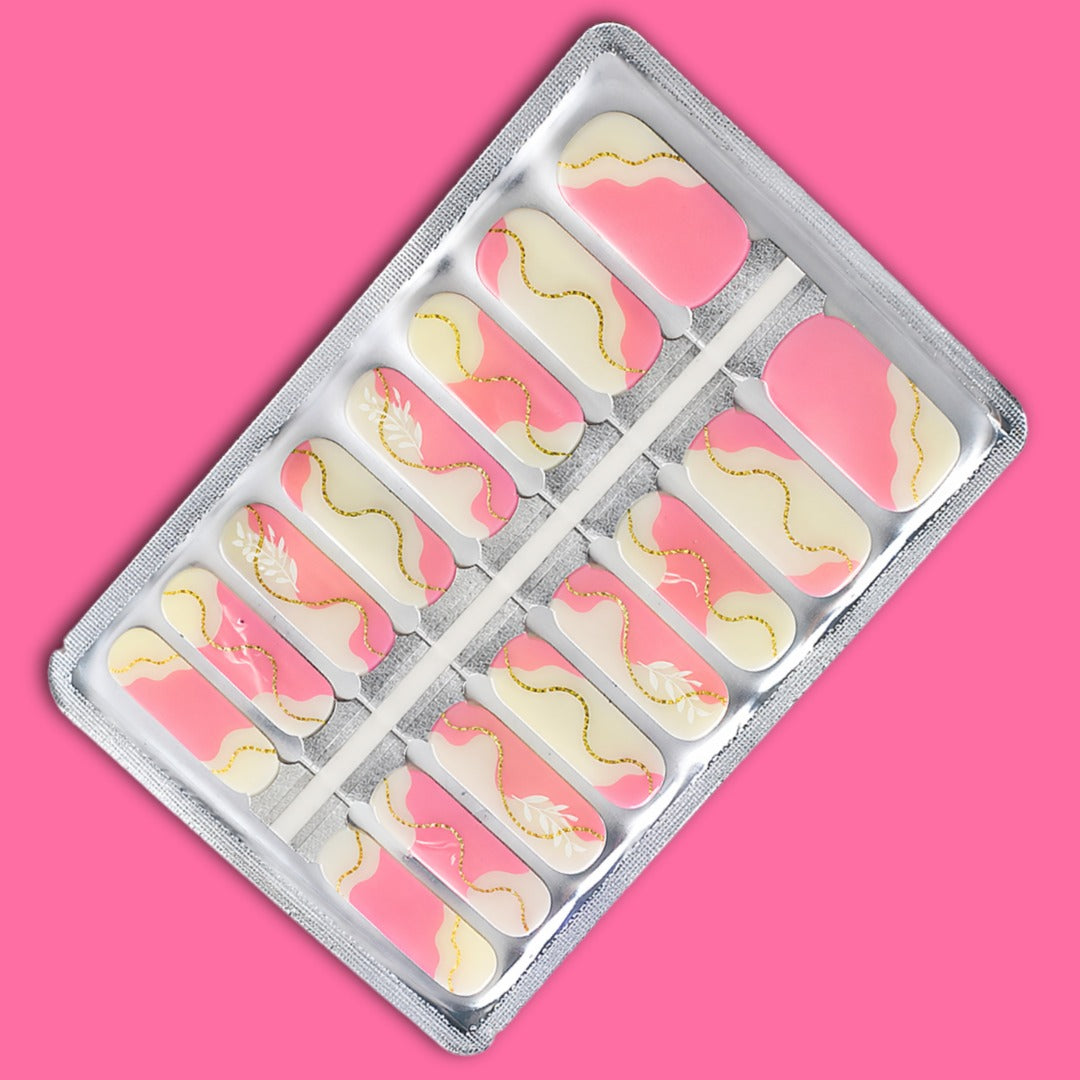 Pretty Pink and Gold Minimalist Nailwraps