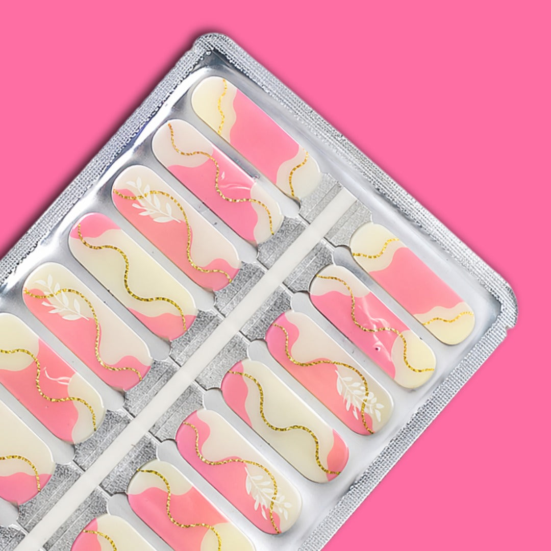 Pretty Pink and Gold Minimalist Nailwraps