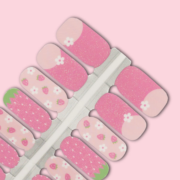 Kids Berry Sweet – Strawberry & Daisy Pink Nail Polish Nailwraps