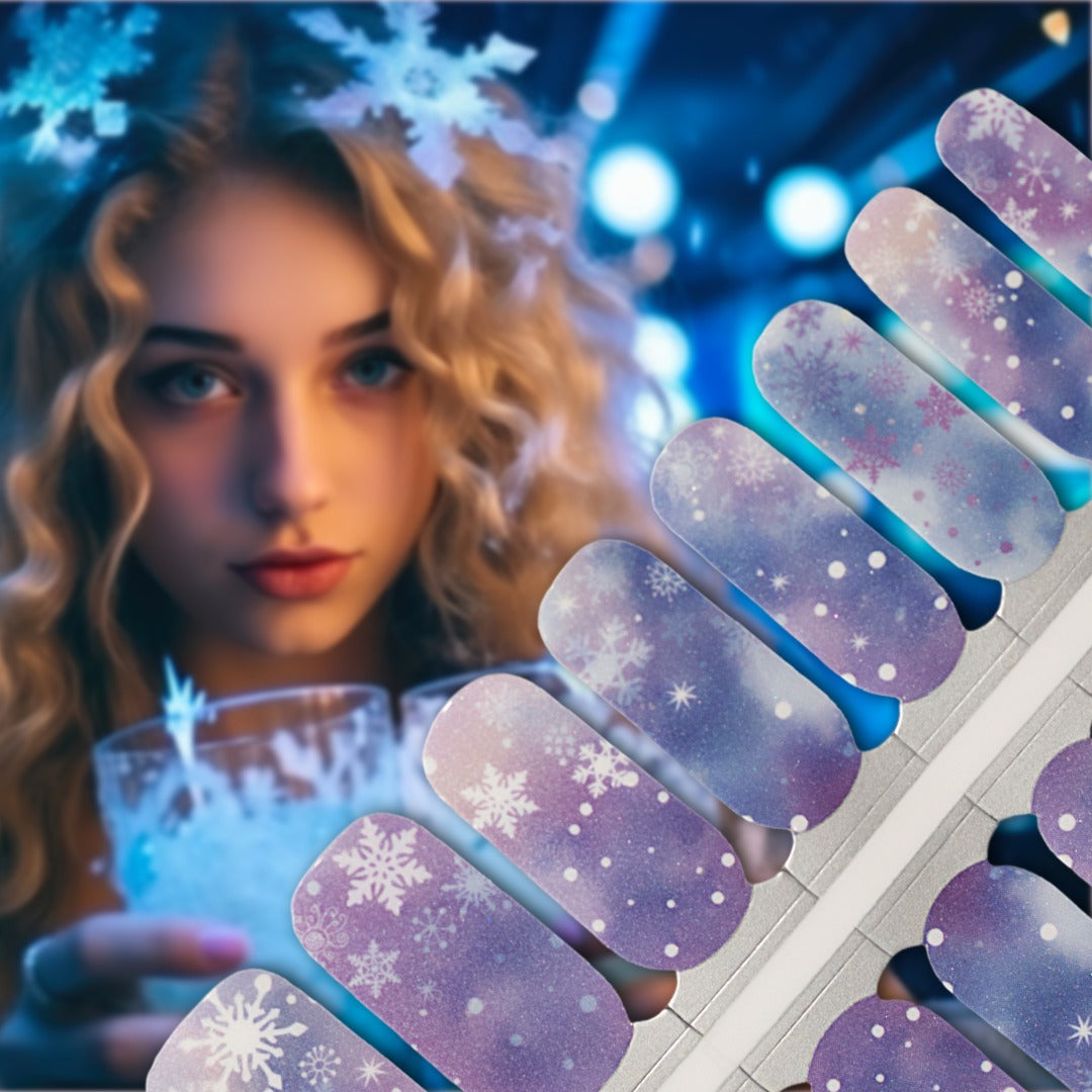 Frosted Galaxy Nail Wraps applied