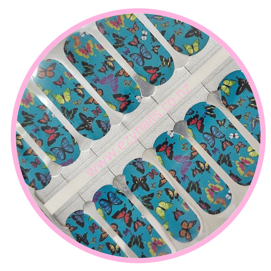 EZYNails Kids Size Nailwraps Butterfly Blues