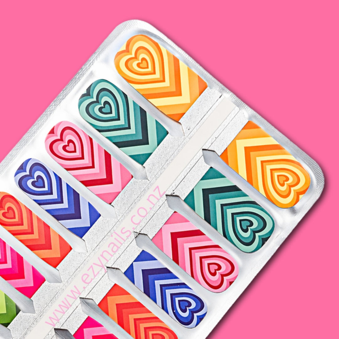 Children's fizzing hearts nailwrap set