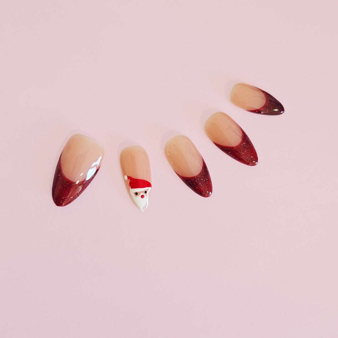 Santa Baby – Red Glitter Christmas Press-Ons