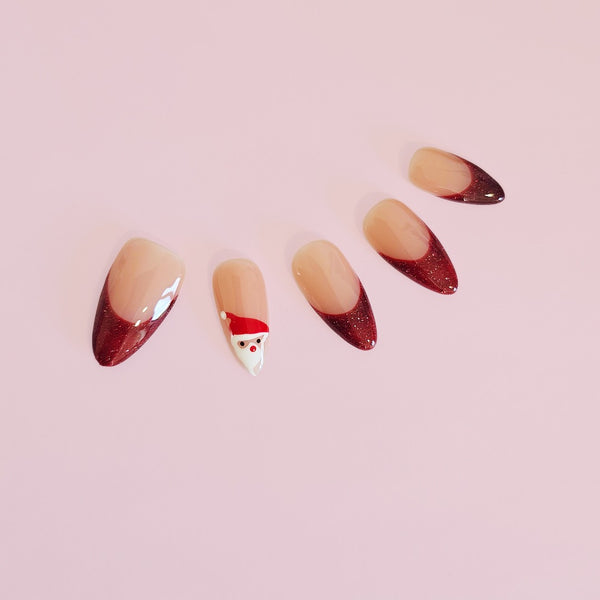 Santa Baby – Red Glitter Christmas Press-Ons