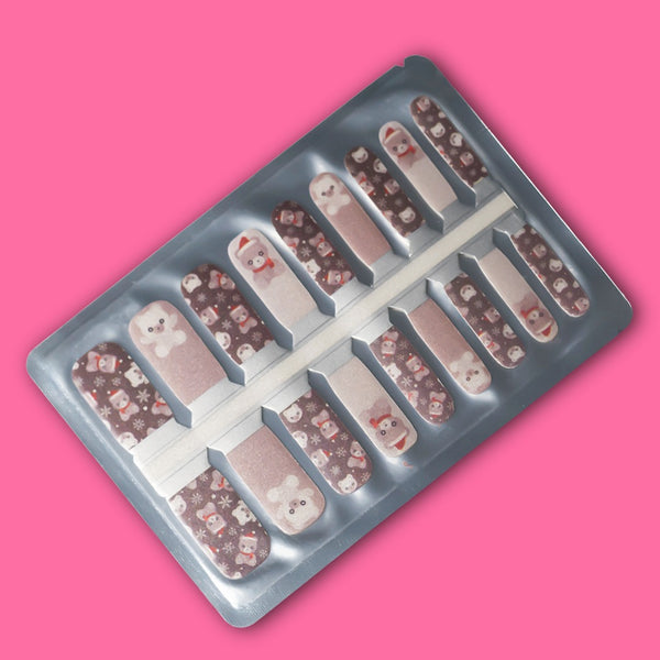 Mini Santa & Teddy Christmas Nailwraps – Kids Set