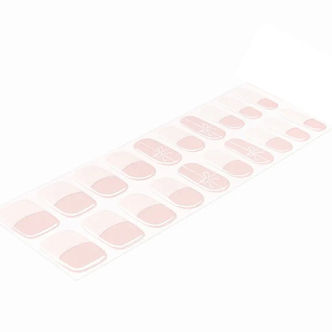 Christmas Blush Bow French Tip Gel Wraps