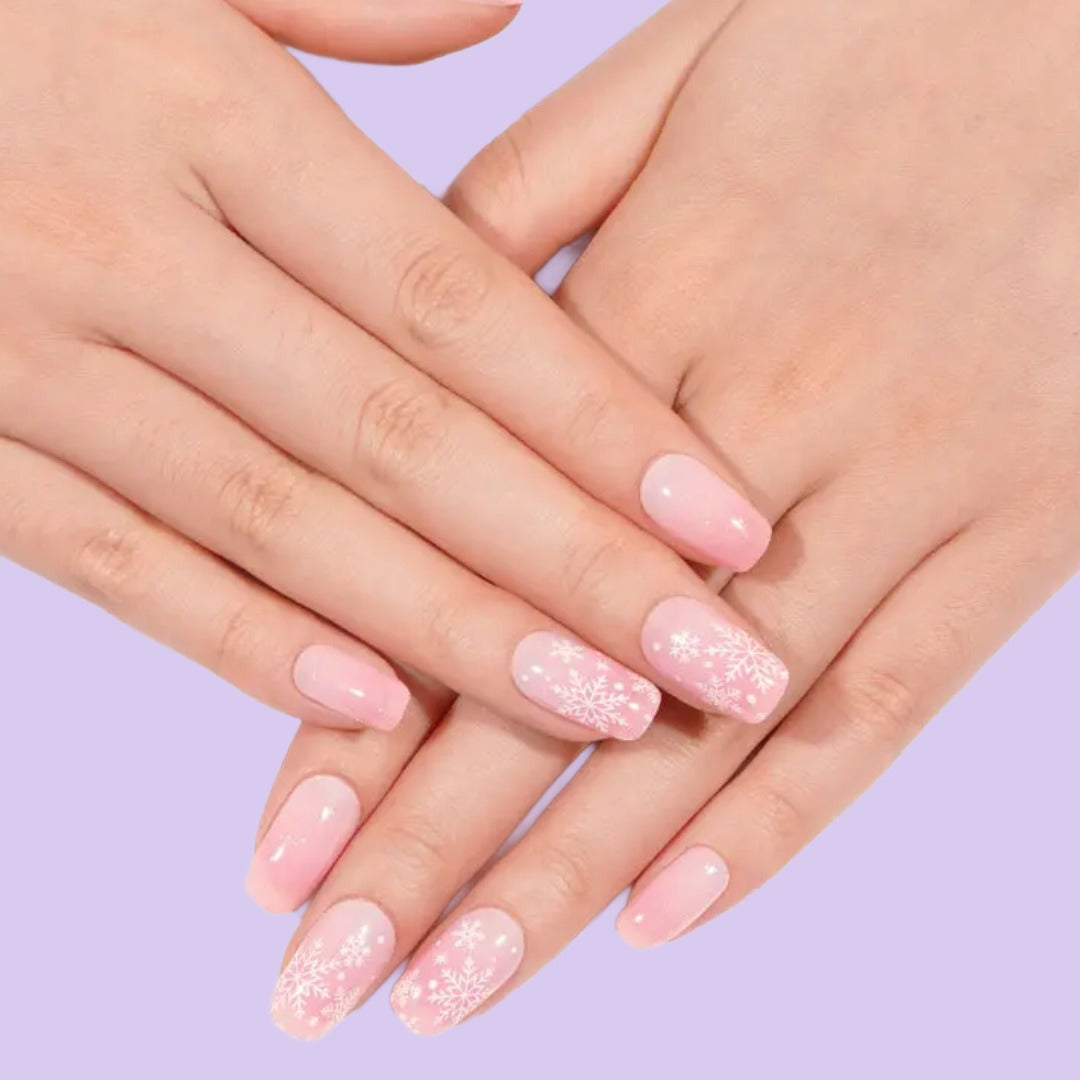 Christmas Frosted Pink Snowflake Gel Wraps