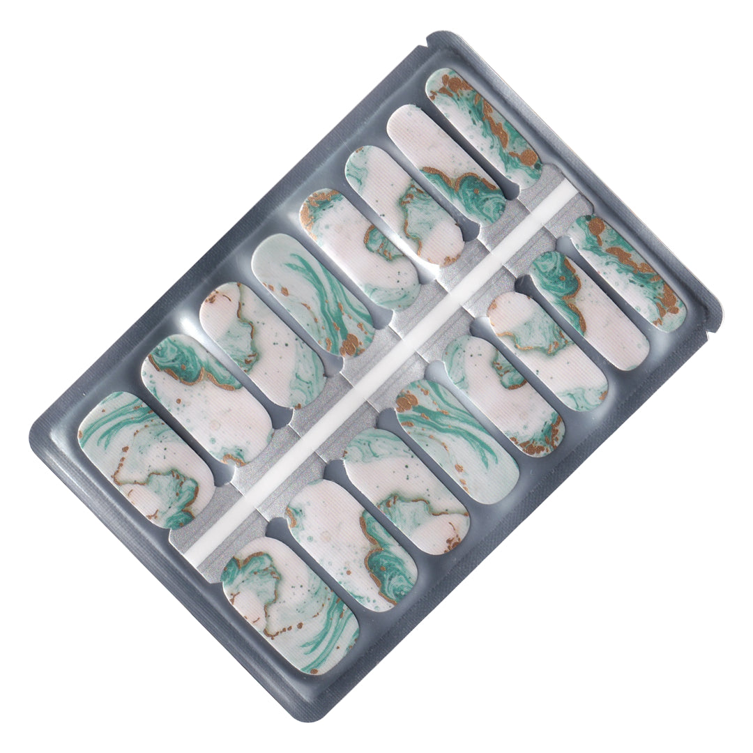 Green and Gold Marble Nailwraps