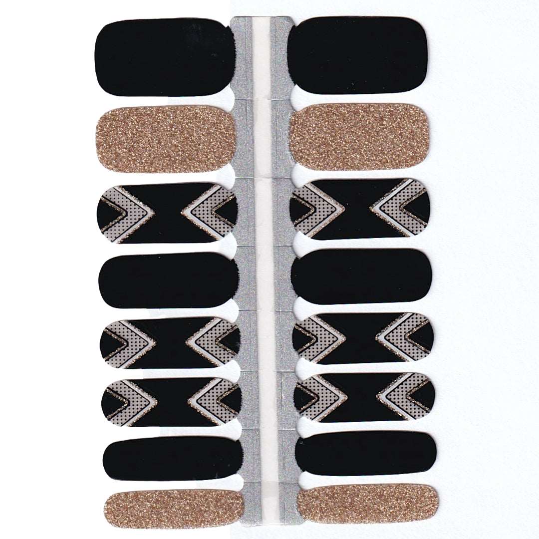 Gorgeous Party Gold, Silver and Black Nailwraps