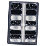 Black and White Stars and Glitter trails Nailwrap Set