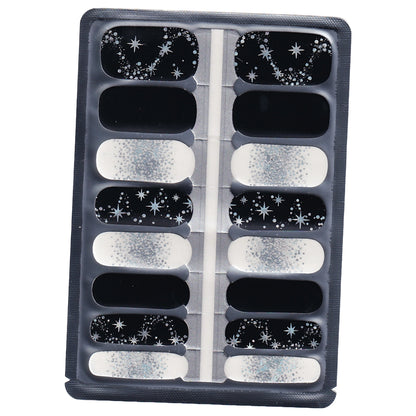 Black and White Stars and Glitter trails Nailwrap Set