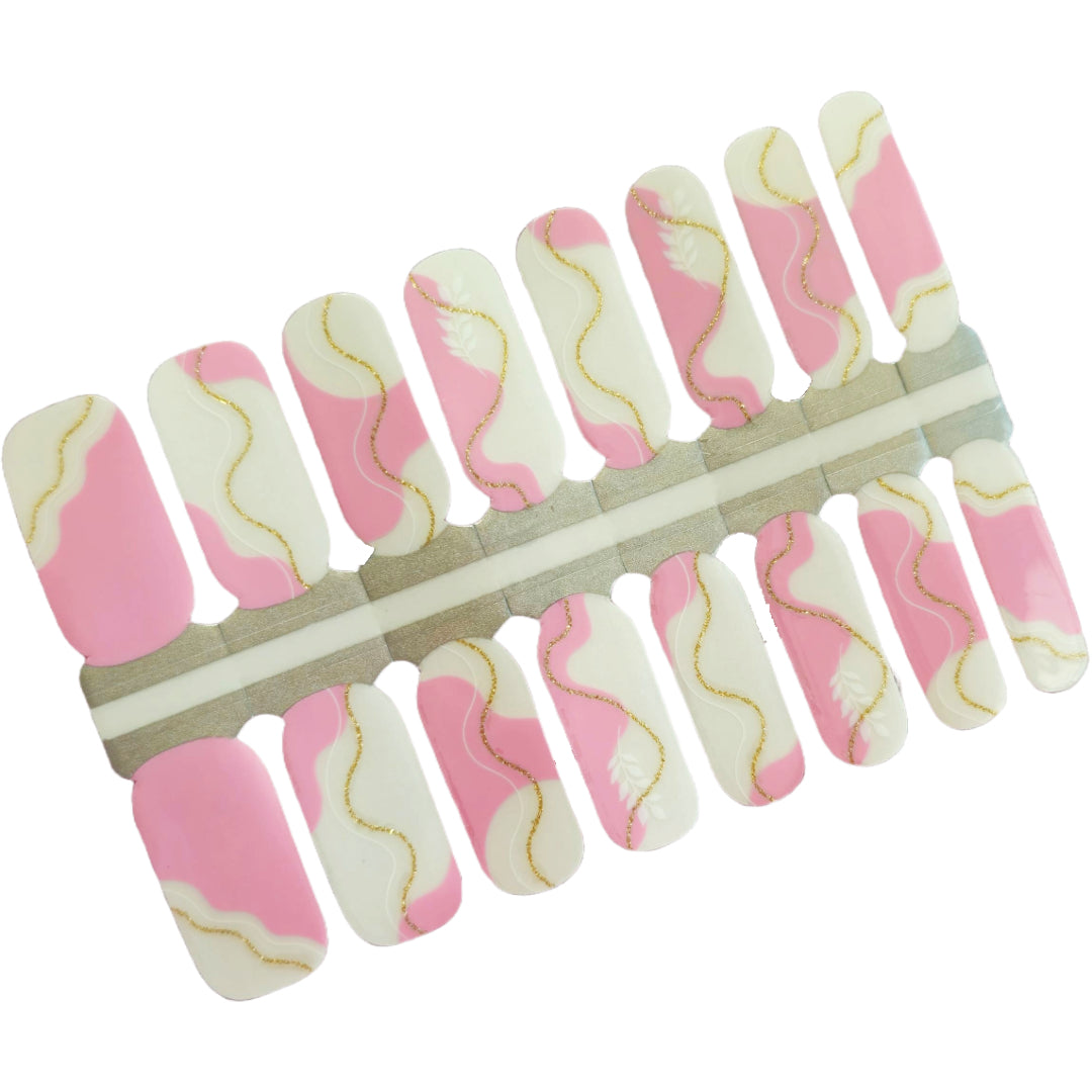 Pretty Pink and Gold Nailwrap set featuring a stunning split transparent background.