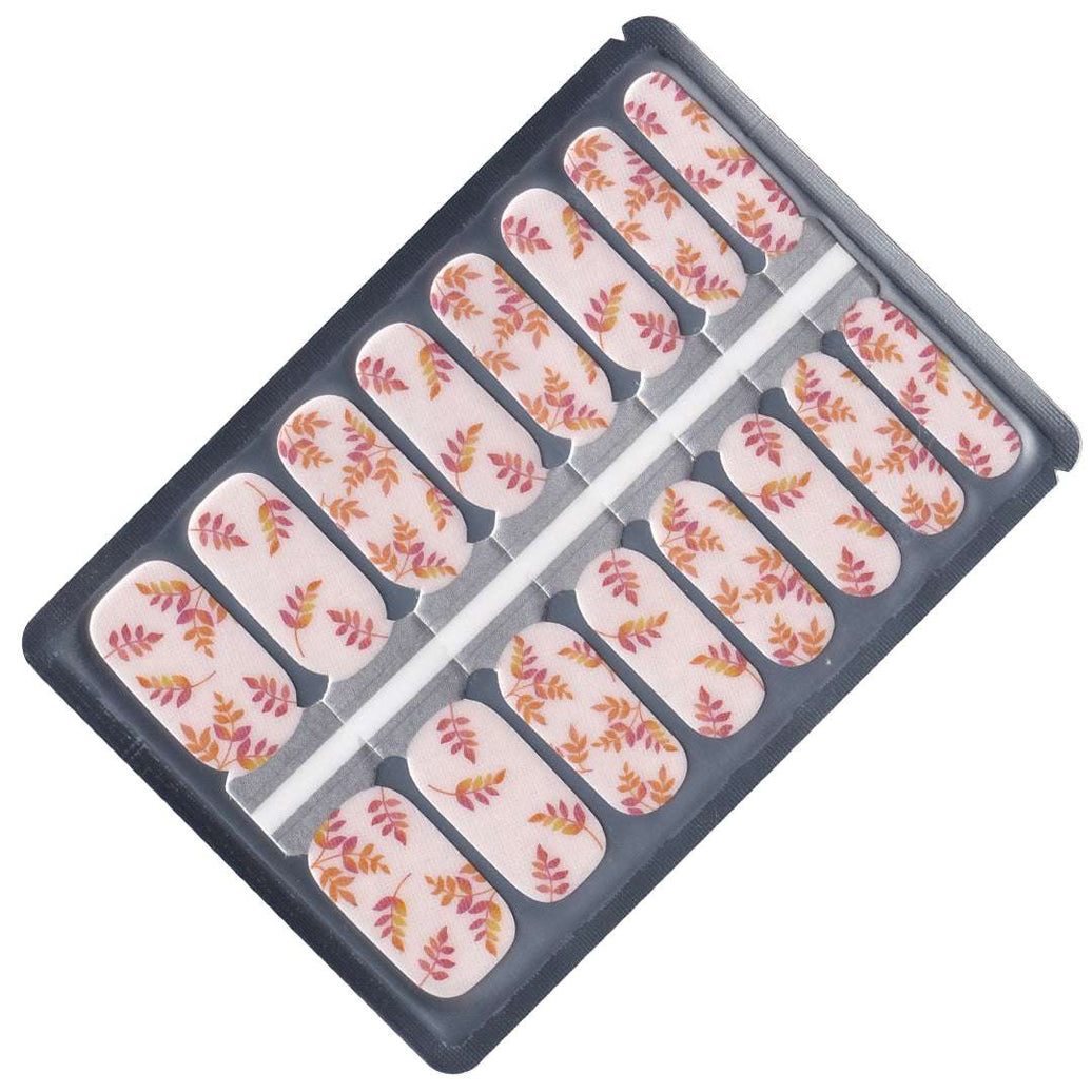 EzyNails Nail Polish Nail Wraps Shimmering Pink Orange Yellow Autumn Leaves All Nailwraps