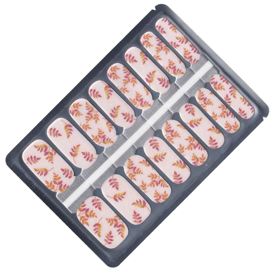 EzyNails Nail Polish Nail Wraps Shimmering Pink Orange Yellow Autumn Leaves All Nailwraps