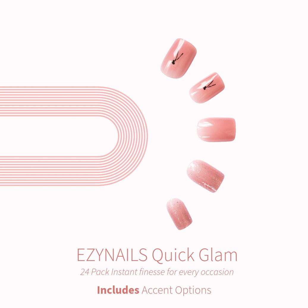 Quick Glam Blush Blossom Sparkle Press-On Nails
