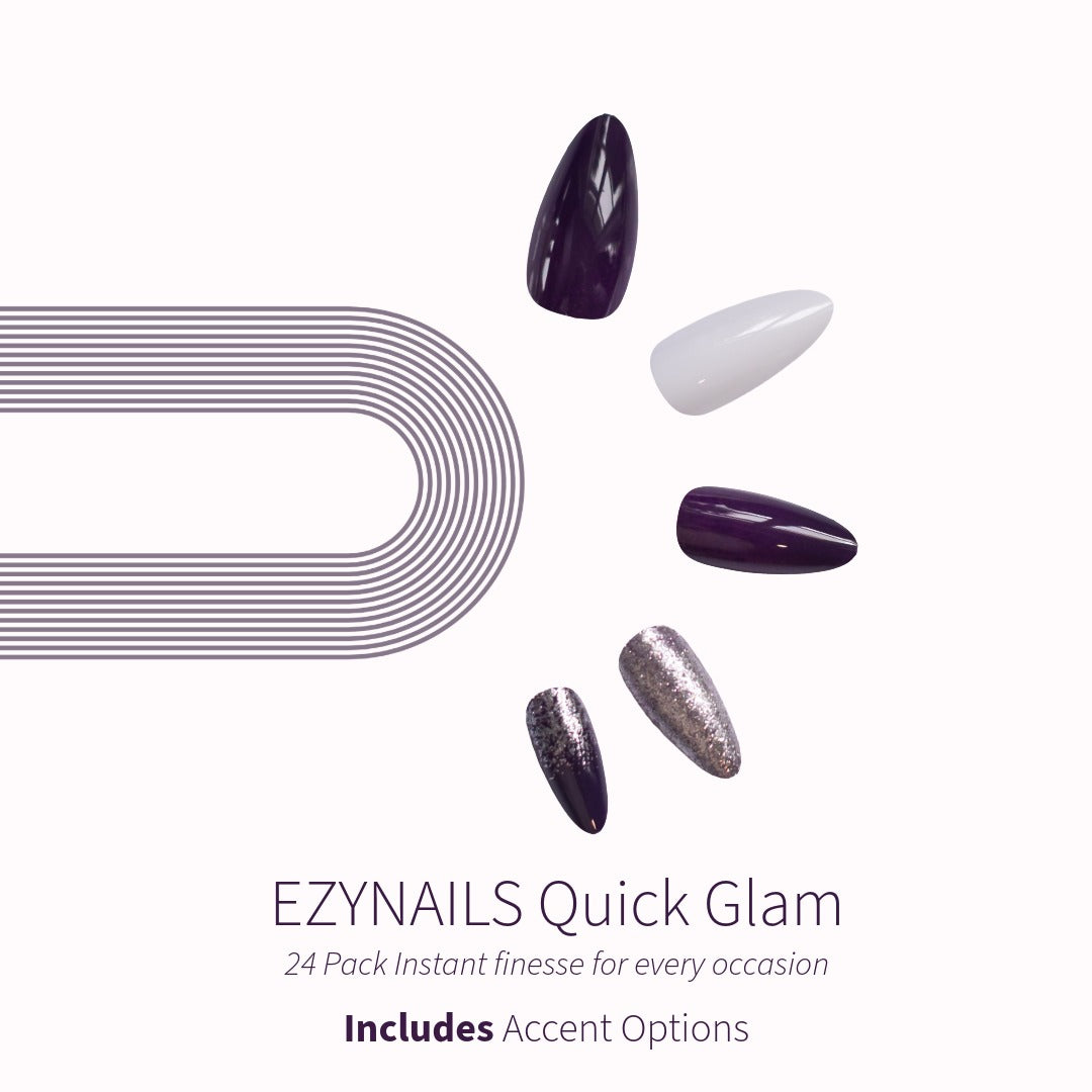 Quick Glam – Midnight Plum Glam Press On Nails (24 Pack)