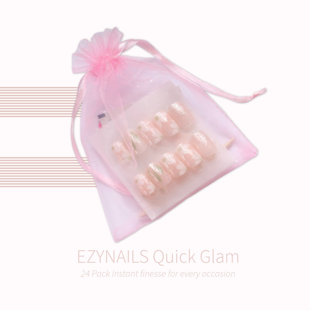 Quick Glam – Blush Petal Glow Press On Nails (24 Pack)