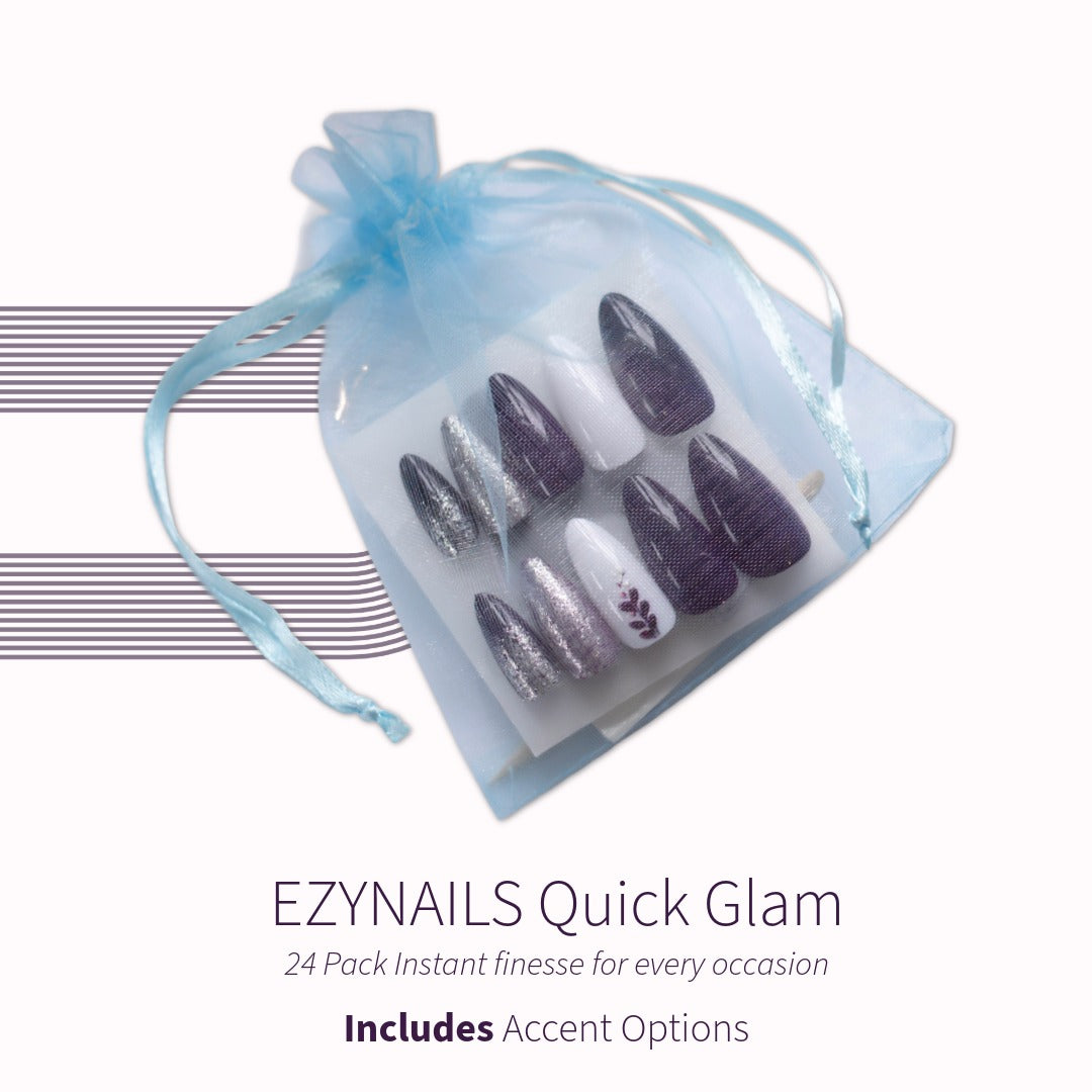 Quick Glam – Midnight Plum Glam Press On Nails (24 Pack)