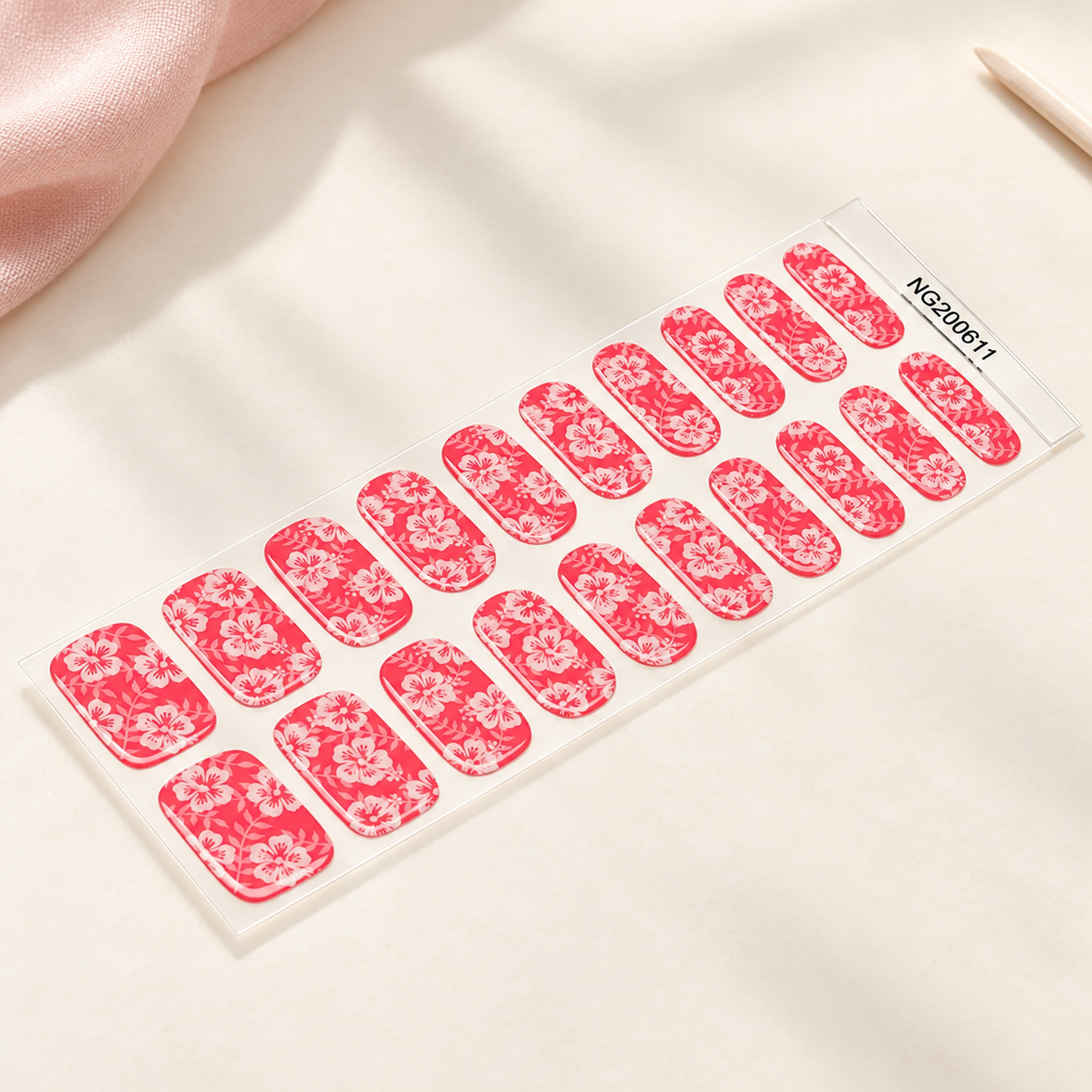 Coral Hibiscus Floral Premium Gel Wraps