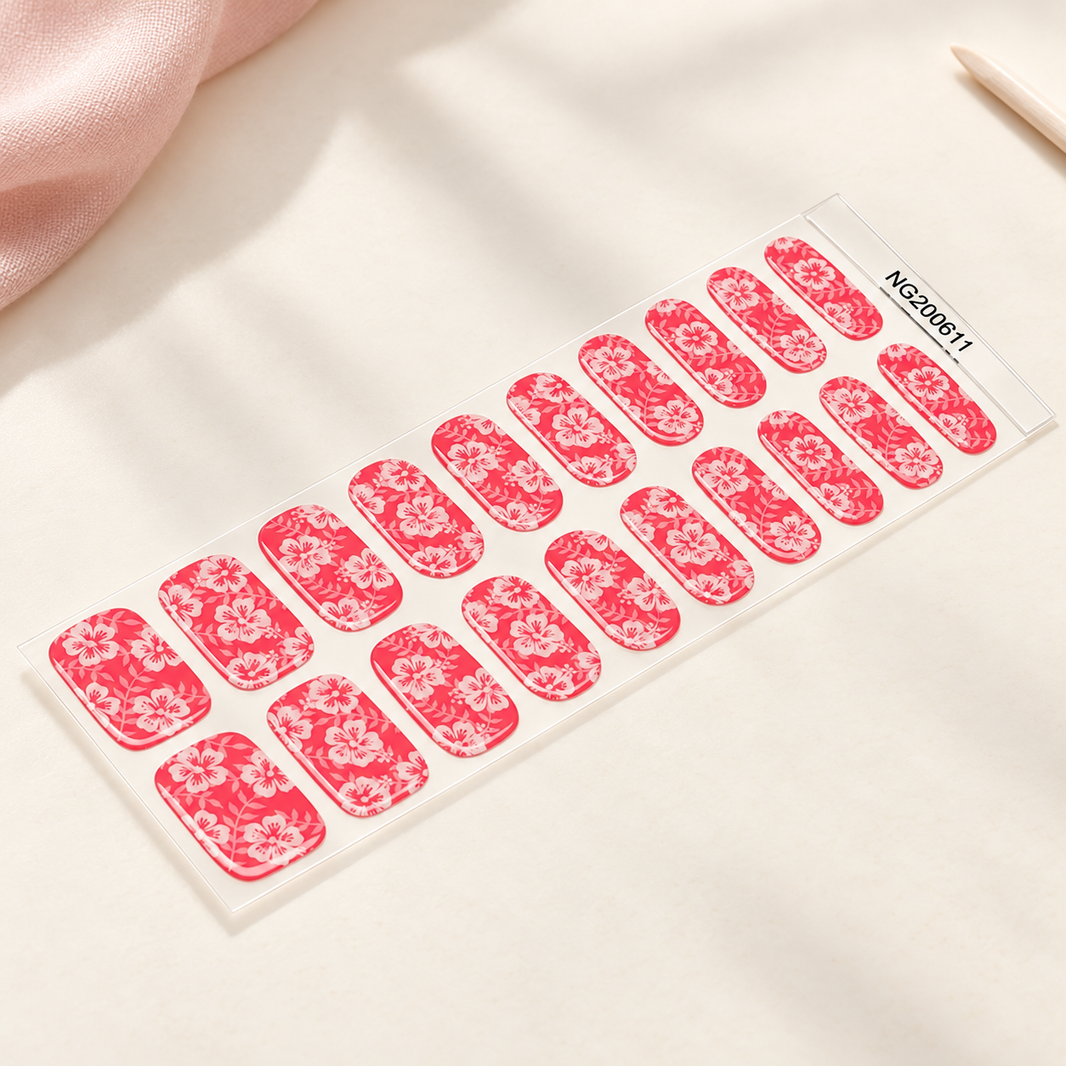 Coral Hibiscus Floral Premium Gel Wraps