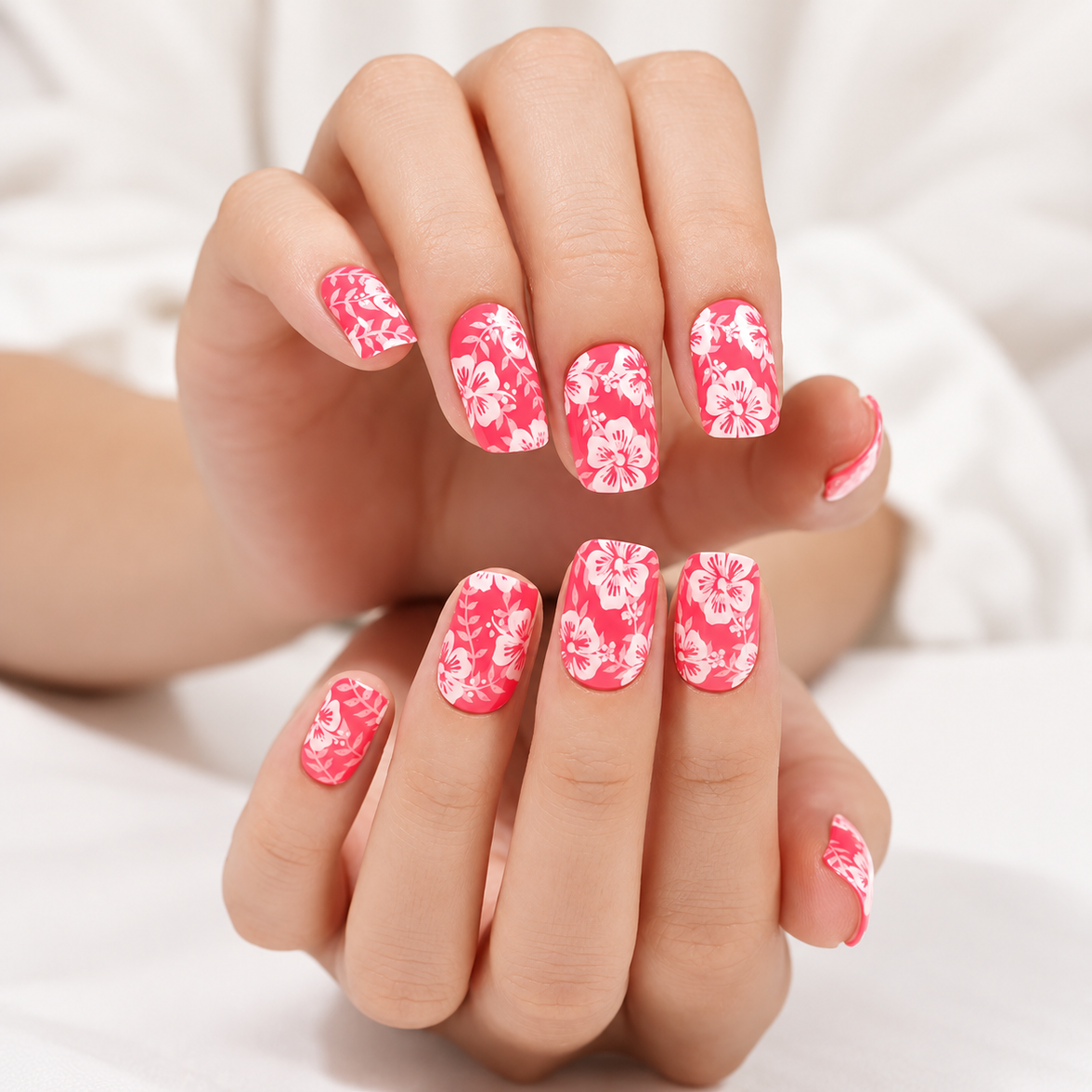 Coral Hibiscus Floral Premium Gel Wraps