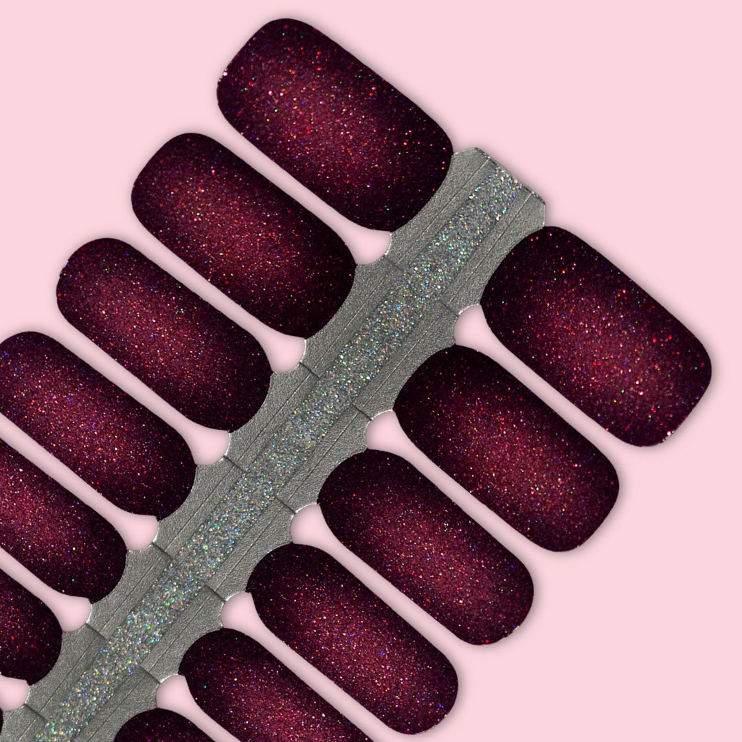 Ezynails Merlot Magic Nailwraps – Deep Wine Glitter Perfection