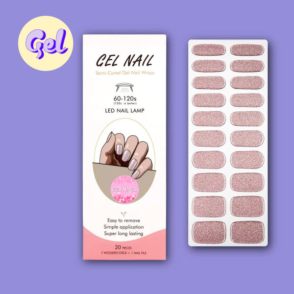 Rose Glow Glitter Gel Nailwraps - 20 Wraps