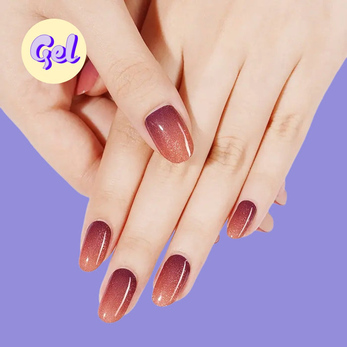 Bronze Cat Eye Ombre Gel Nail Wraps